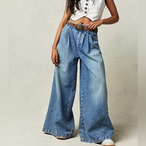 NWT Free People Equinox Denim Trouser - Picture 1 of 10